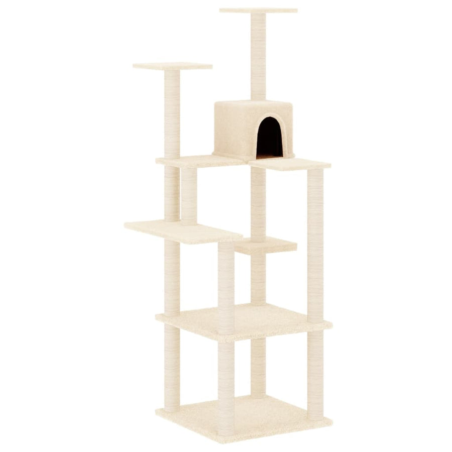 Kattenmeubel Met Sisal Krabpalen 153 Cm Kleurig Crème