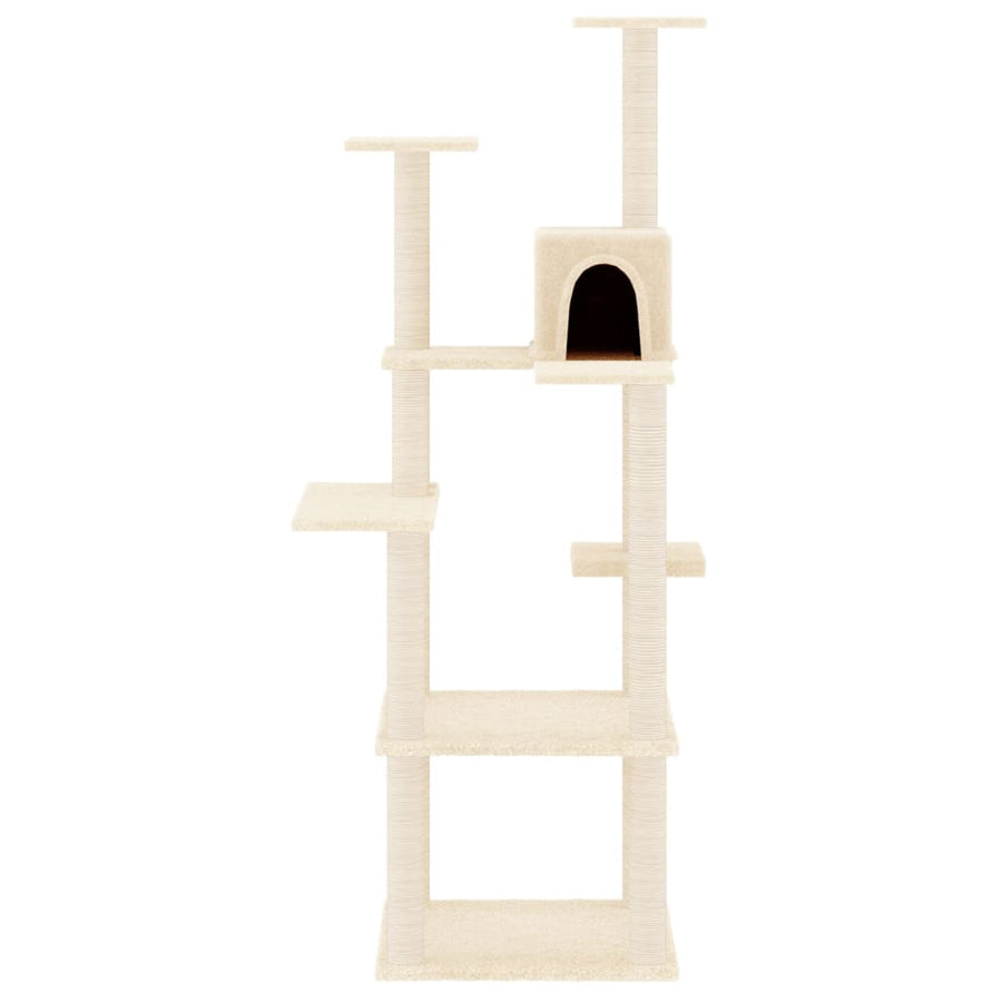Kattenmeubel Met Sisal Krabpalen 153 Cm Kleurig Crème