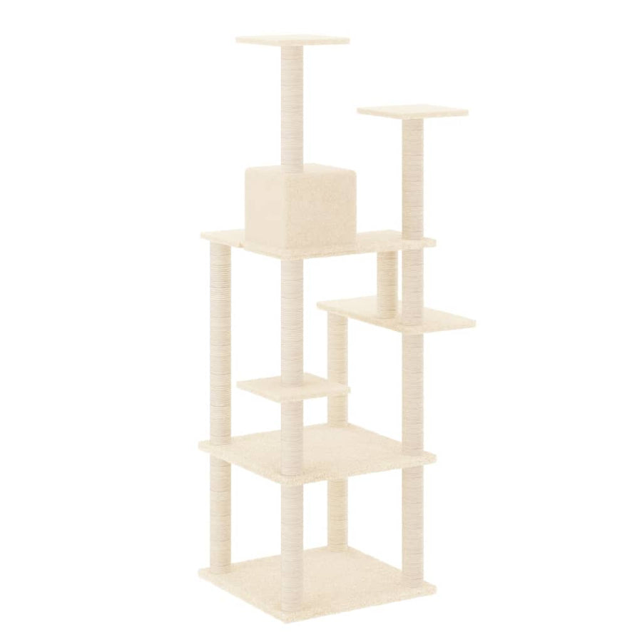 Kattenmeubel Met Sisal Krabpalen 153 Cm Kleurig Crème