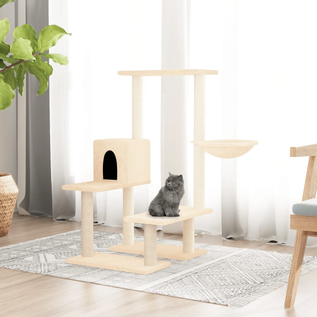 Kattenmeubel Met Sisal Krabpalen 94,5 Cm Kleurig Crème
