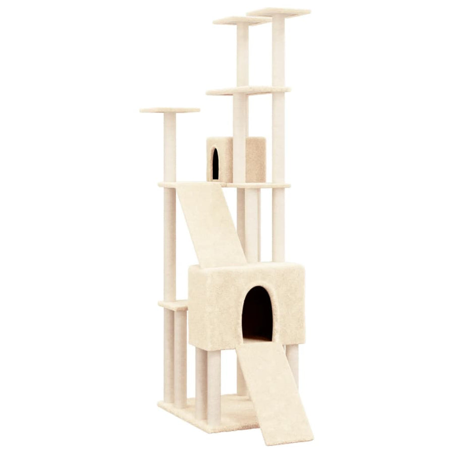 Kattenmeubel Met Sisal Krabpalen 190 Cm Kleurig Crème