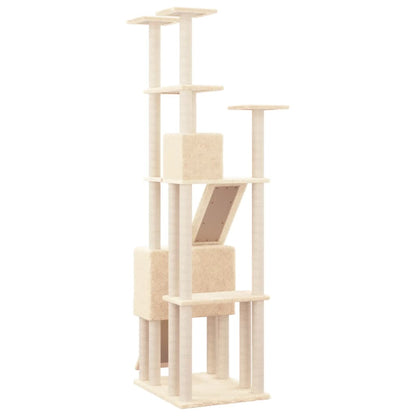 Kattenmeubel Met Sisal Krabpalen 190 Cm Kleurig Crème