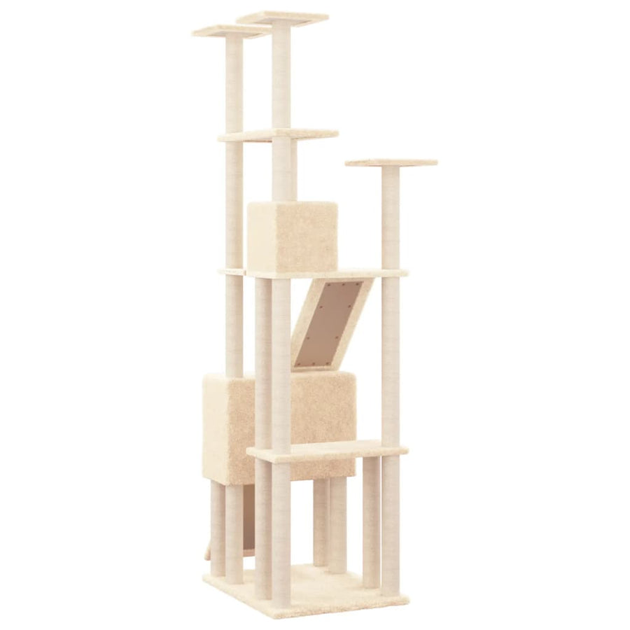 Kattenmeubel Met Sisal Krabpalen 190 Cm Kleurig Crème