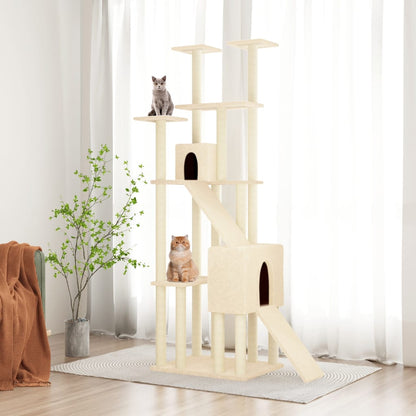Kattenmeubel Met Sisal Krabpalen 190 Cm Kleurig Crème