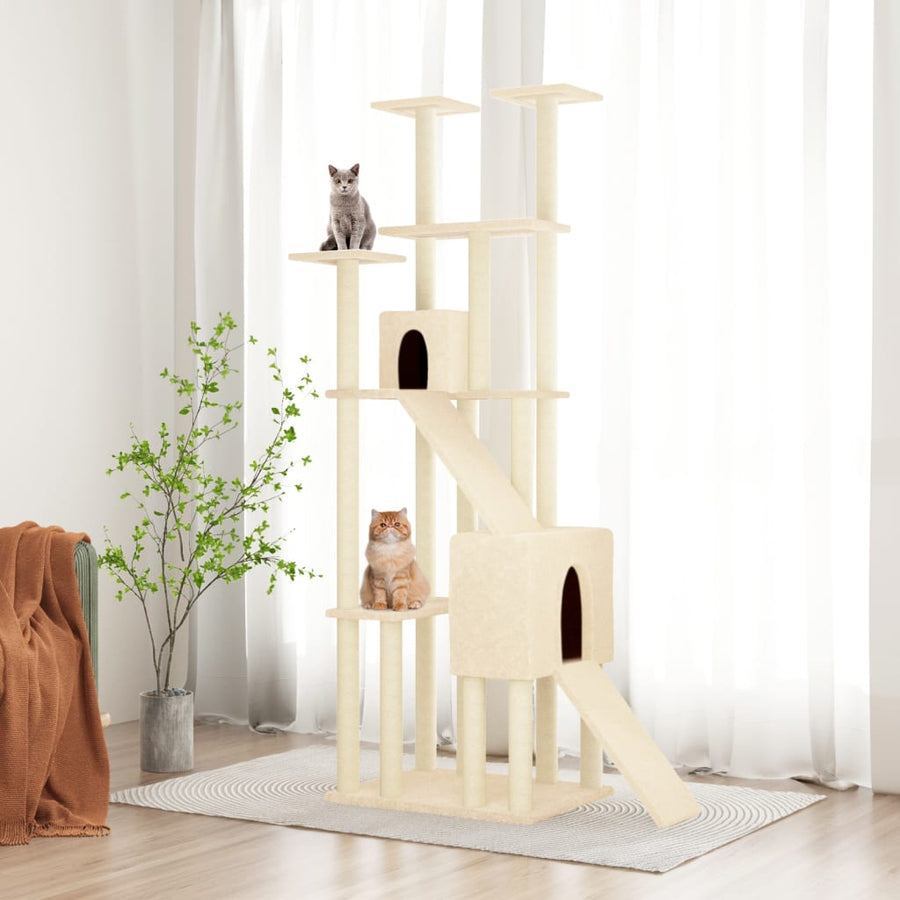 Kattenmeubel Met Sisal Krabpalen 190 Cm Kleurig Crème