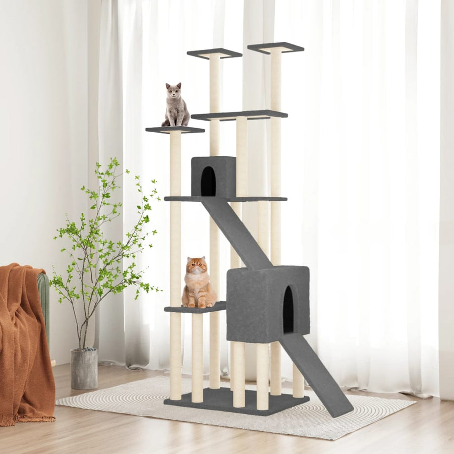 Kattenmeubel Met Sisal Krabpalen 190 Cm Crèmekleurig