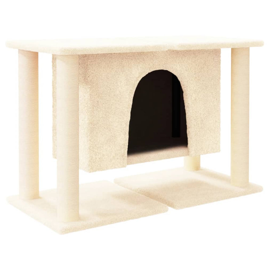 Kattenmeubel met sisal krabpalen 50 cm crèmekleurig
