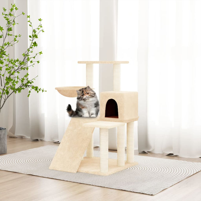 Kattenmeubel Met Sisal Krabpalen 82 Cm Kleurig Crème