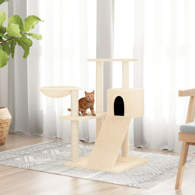 Kattenmeubel Met Sisal Krabpalen 82 Cm Kleurig Crème