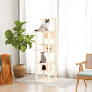 Kattenmeubel 169 cm crèmekleurig met sisal krabpalen