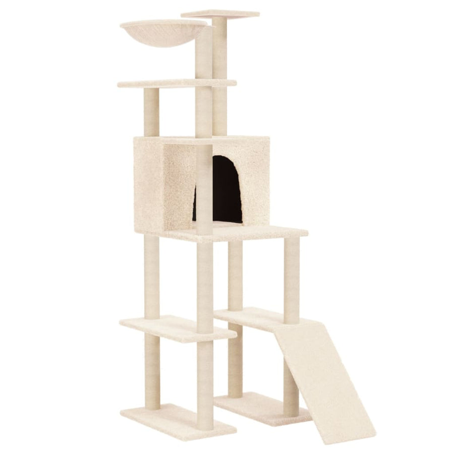 Kattenmeubel Met Sisal Krabpalen 166 Cm Kleurig Crème