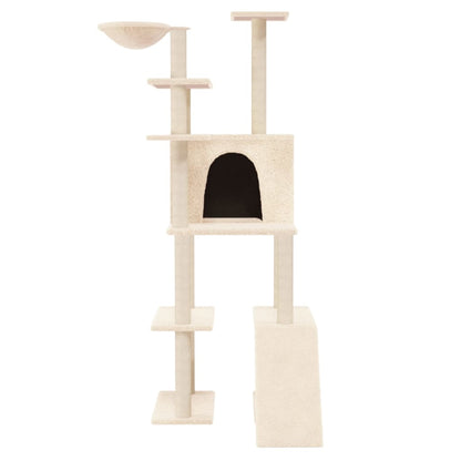 Kattenmeubel Met Sisal Krabpalen 166 Cm Kleurig Crème