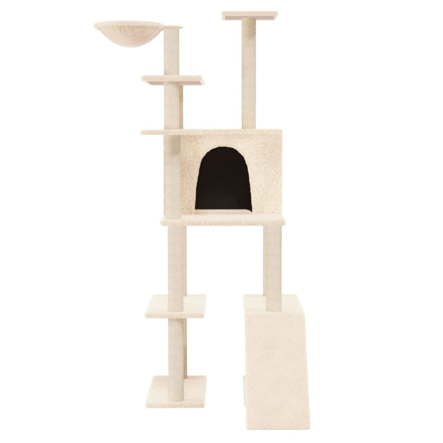 Kattenmeubel Met Sisal Krabpalen 166 Cm Kleurig Crème