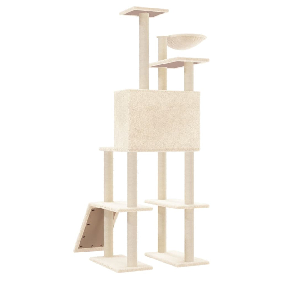 Kattenmeubel Met Sisal Krabpalen 166 Cm Kleurig Crème