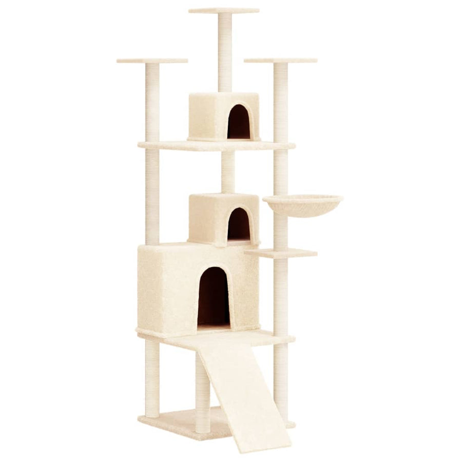 Kattenmeubel Met Sisal Krabpalen 175 Cm Kleurig Crème