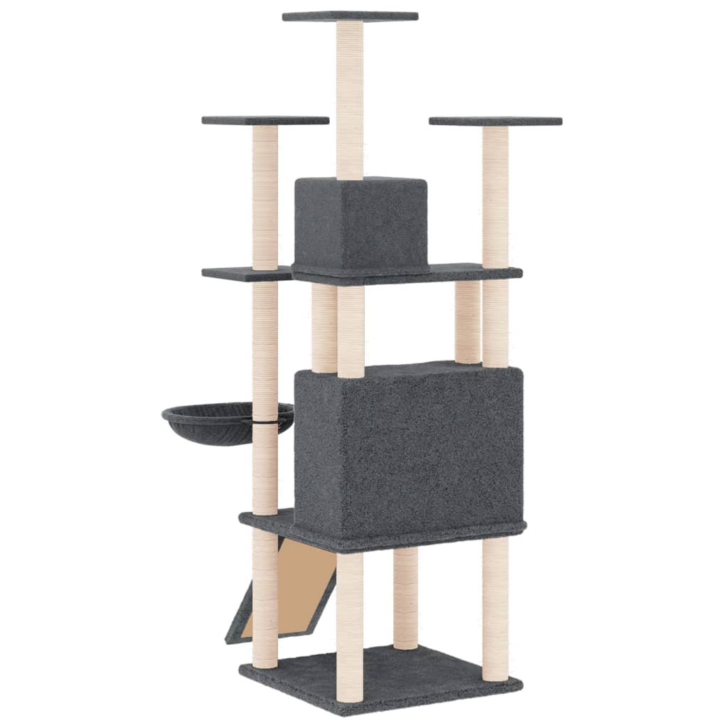 Kattenmeubel met sisal krabpalen 154 cm donkergrijs Donkergrijs