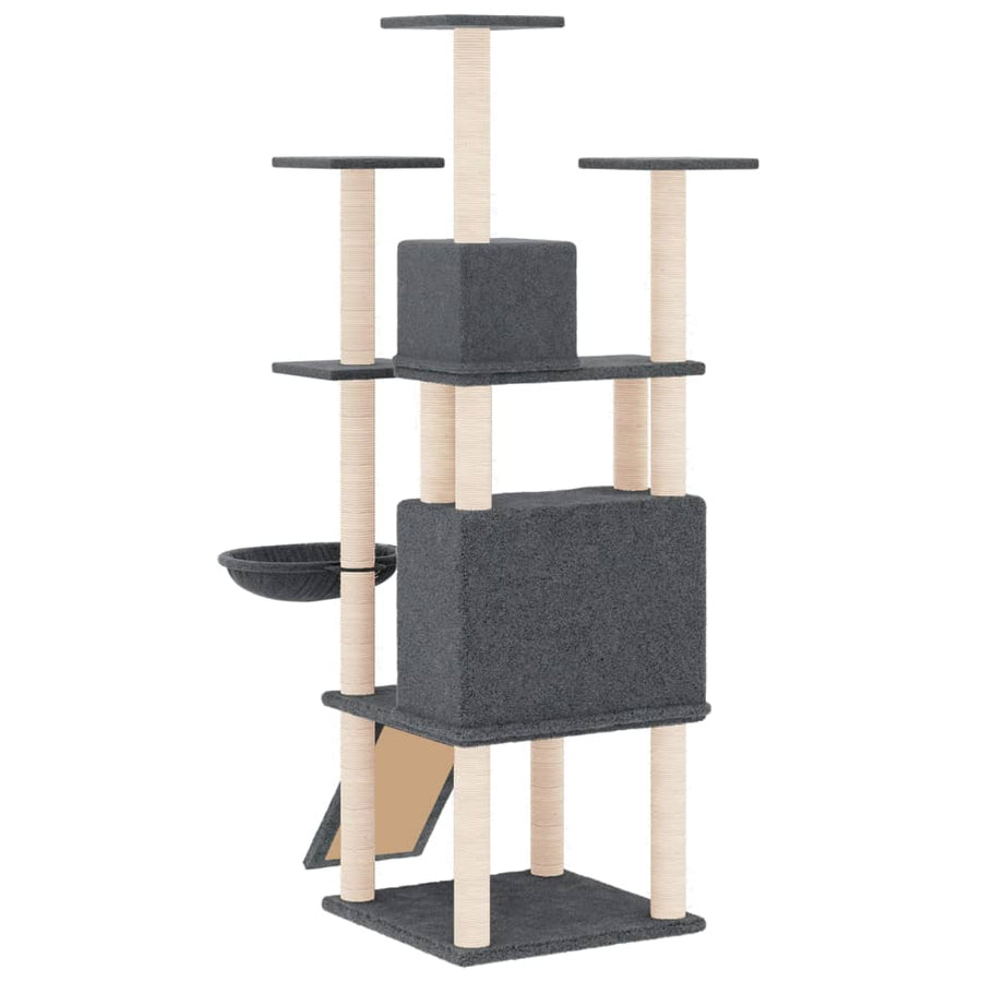 Kattenmeubel met sisal krabpalen 154 cm donkergrijs Donkergrijs