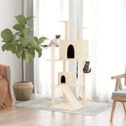 Kattenkrabpaal 153 cm crème bewerkt hout