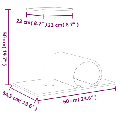 Kattenmeubel Met Tunnel 60X34,5X50 Cm Kleurig Crème