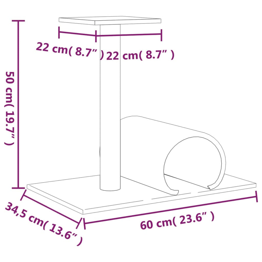 Kattenmeubel Met Tunnel 60X34,5X50 Cm Kleurig Crème