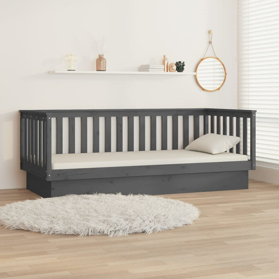 Slaapbank 80X200 Cm Massief Grenenhout Grijs