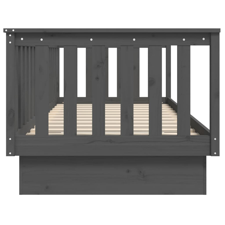 Slaapbank 80X200 Cm Massief Grenenhout Grijs