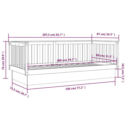 Slaapbank 80X200 Cm Massief Grenenhout Grijs