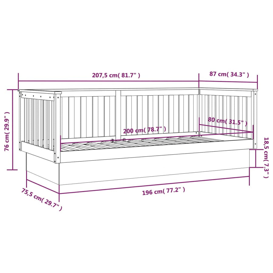 Slaapbank 80X200 Cm Massief Grenenhout Honingbruin