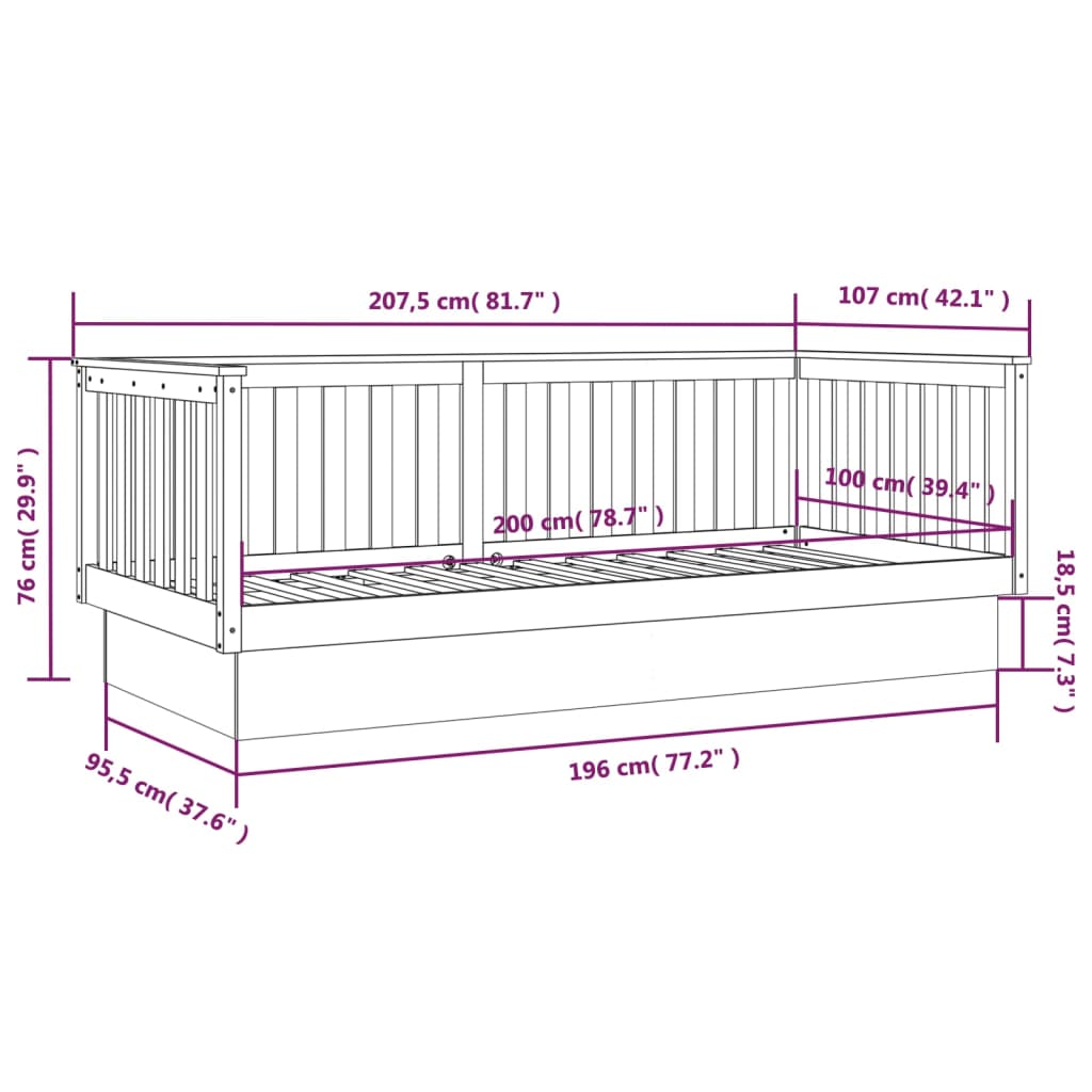Slaapbank Massief Grenenhout 100 x 200 cm