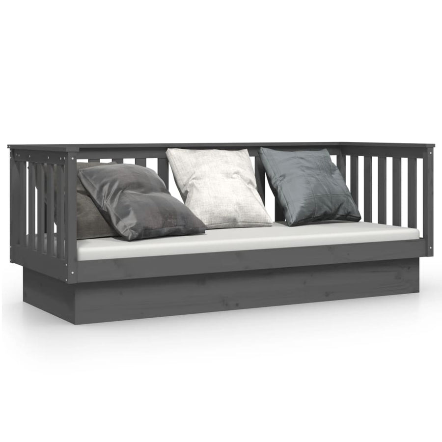 Slaapbank 75X190 Cm Massief Grenenhout Grijs