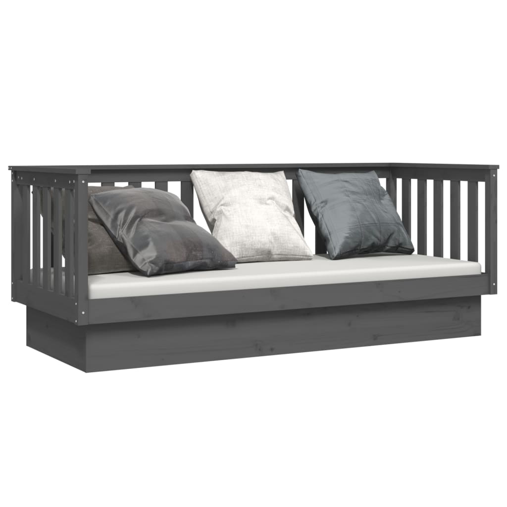 Slaapbank 75X190 Cm Massief Grenenhout Grijs