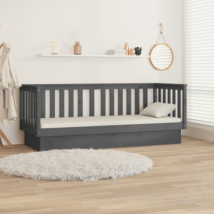 Slaapbank 75X190 Cm Massief Grenenhout Grijs