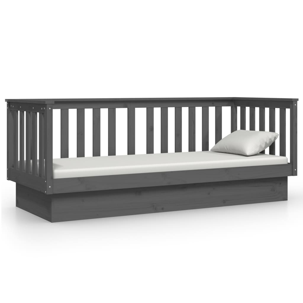 Slaapbank 75X190 Cm Massief Grenenhout Grijs