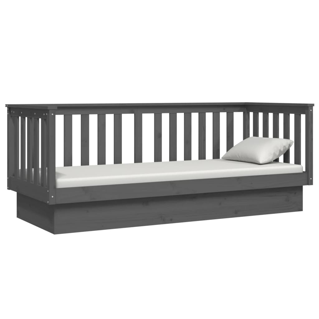 Slaapbank 75X190 Cm Massief Grenenhout Grijs