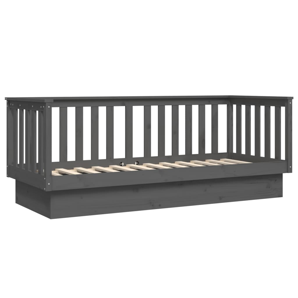 Slaapbank 75X190 Cm Massief Grenenhout Grijs