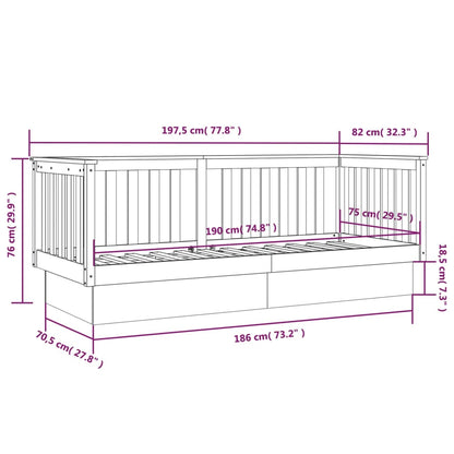 Slaapbank 75X190 Cm Massief Grenenhout Grijs