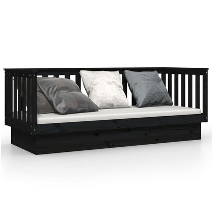 Slaapbank 75X190 Cm Massief Grenenhout Zwart