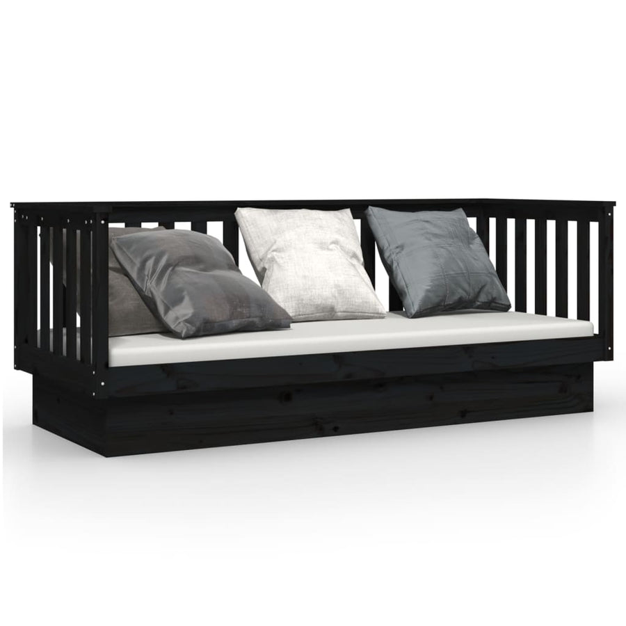 Slaapbank 75X190 Cm Massief Grenenhout Zwart