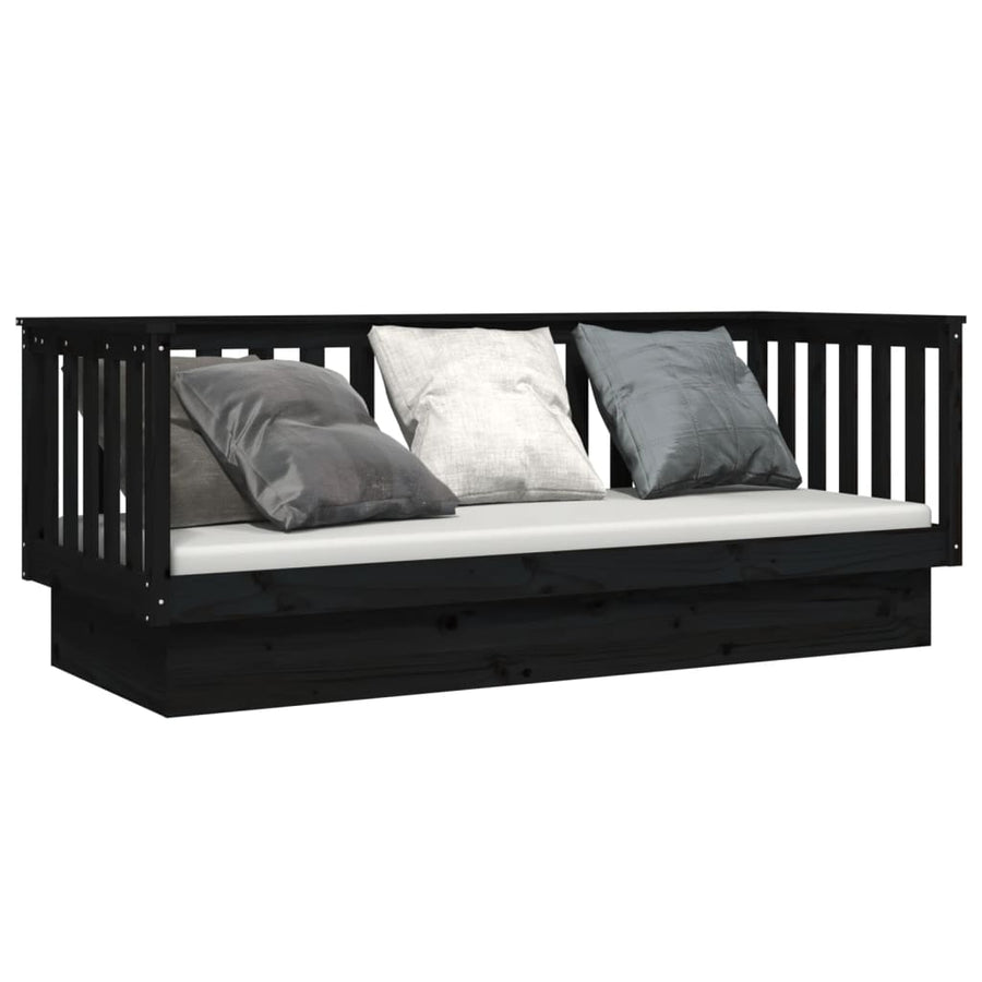 Slaapbank 75X190 Cm Massief Grenenhout Zwart