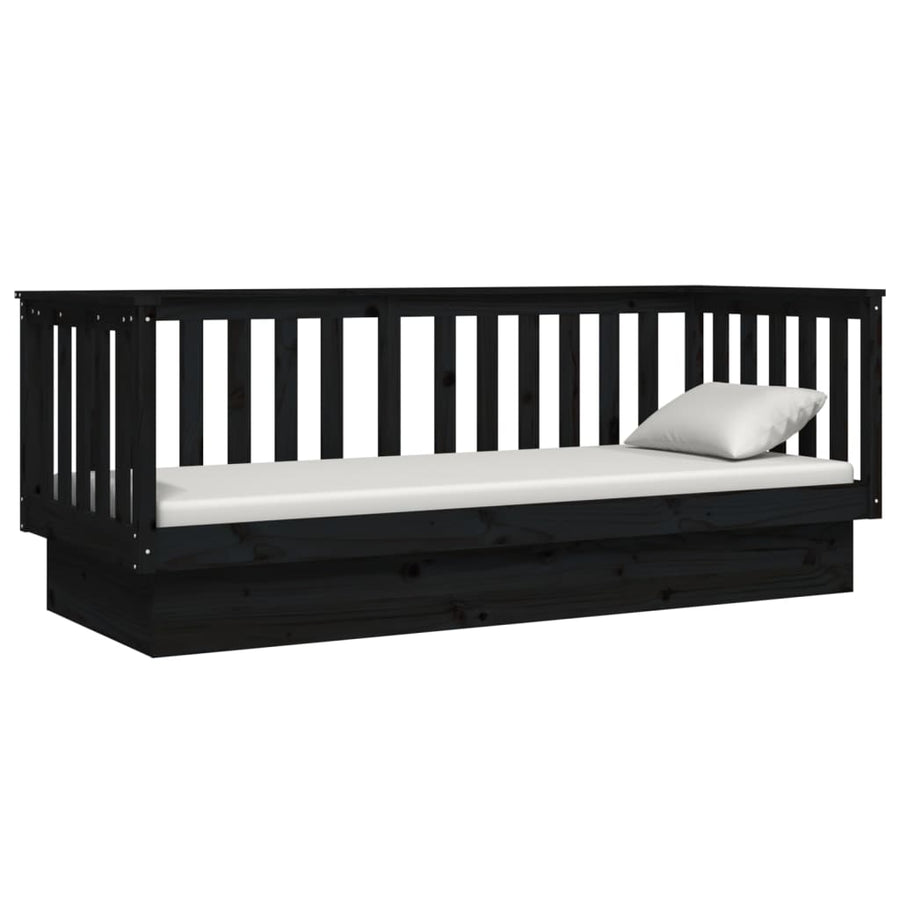Slaapbank 75X190 Cm Massief Grenenhout Zwart