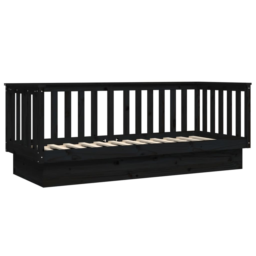 Slaapbank 75X190 Cm Massief Grenenhout Zwart