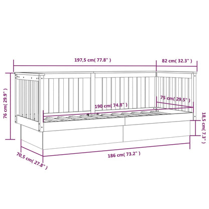 Slaapbank 75X190 Cm Massief Grenenhout Zwart