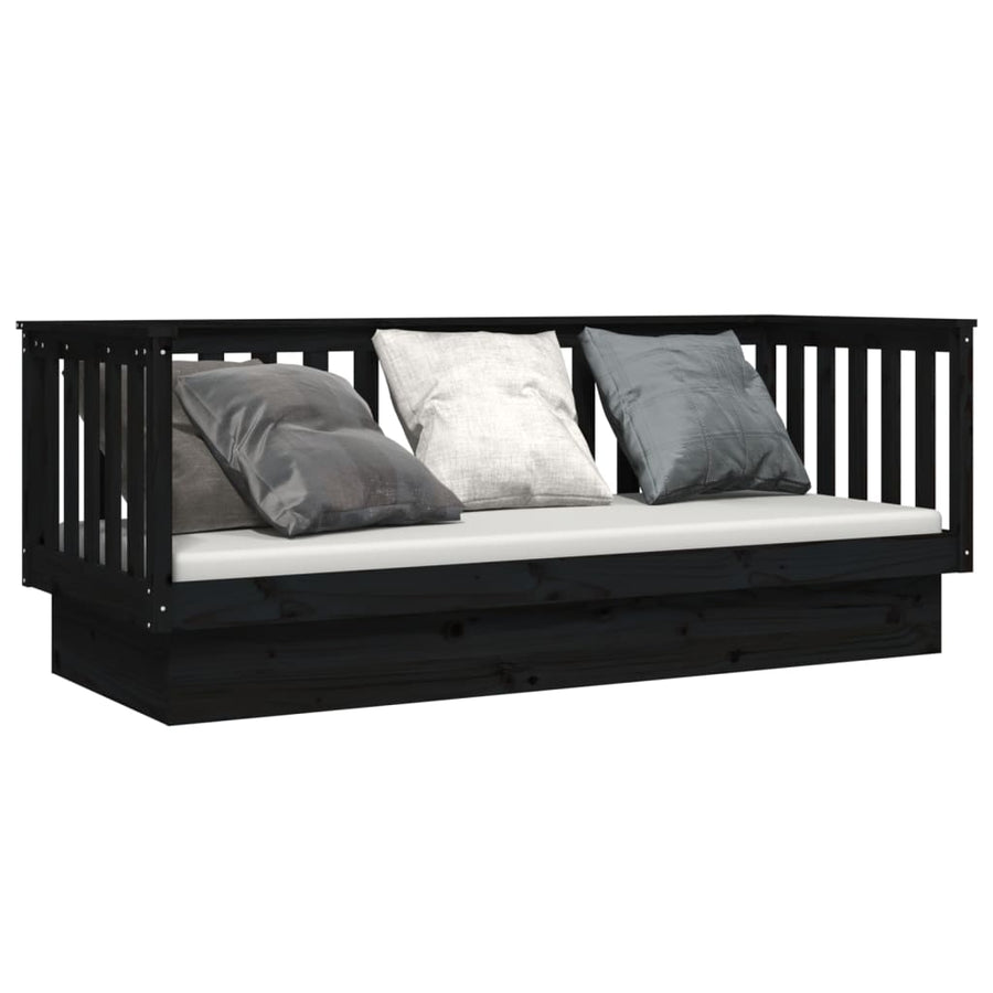 Slaapbank 90X190 Cm Massief Grenenhout Zwart