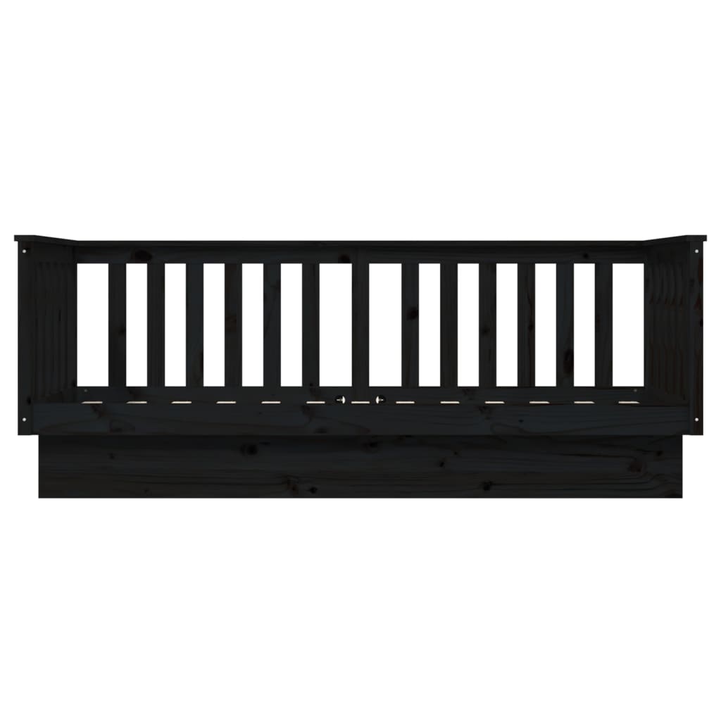 Slaapbank 90X190 Cm Massief Grenenhout Zwart