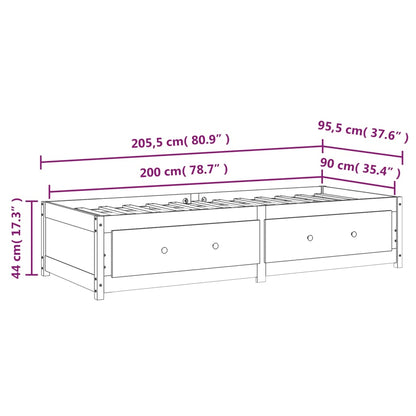 Slaapbank Massief Grenenhout 90 x 200 cm Wit