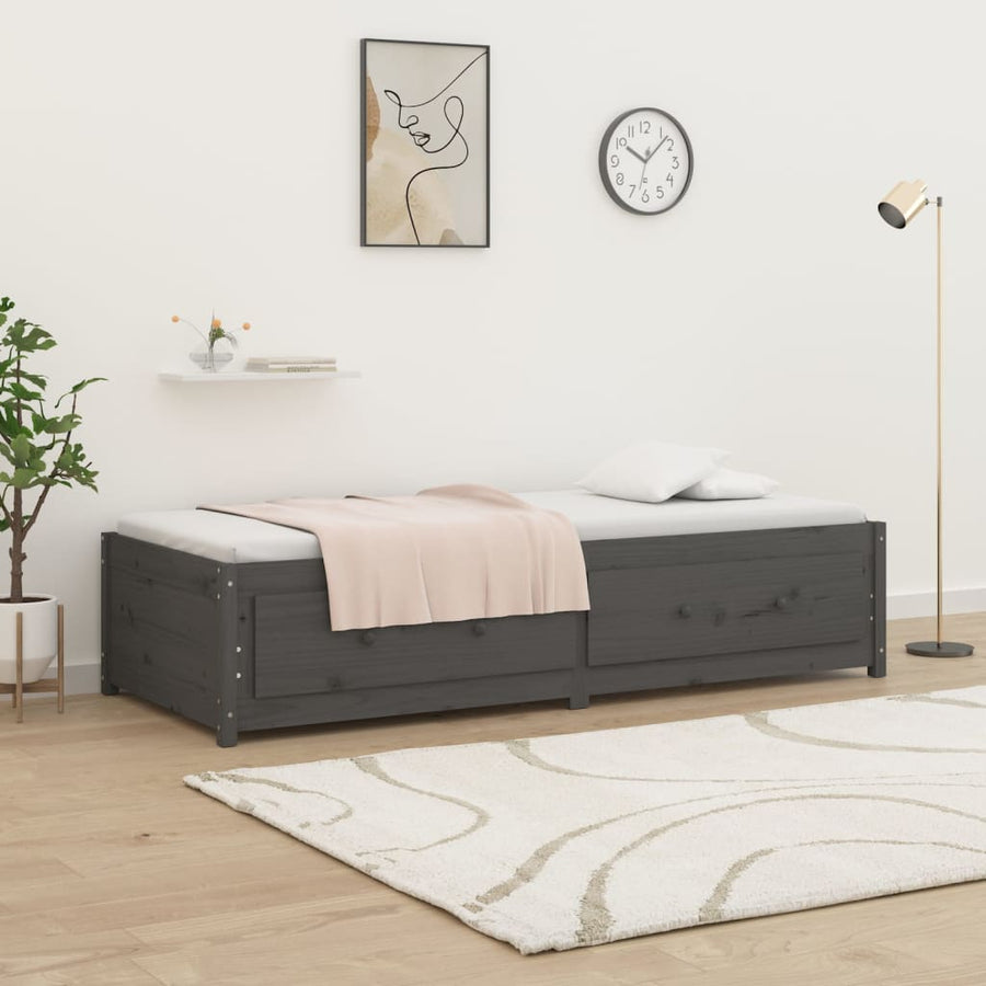 Slaapbank Massief Grenenhout 90 x 200 cm Grijs