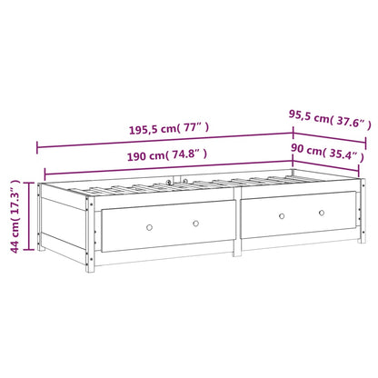 Slaapbank Massief Grenenhout 3Ft Single 90 x 190 cm Wit