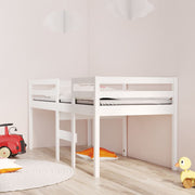 High sleeper solid pine white 90x200 cm