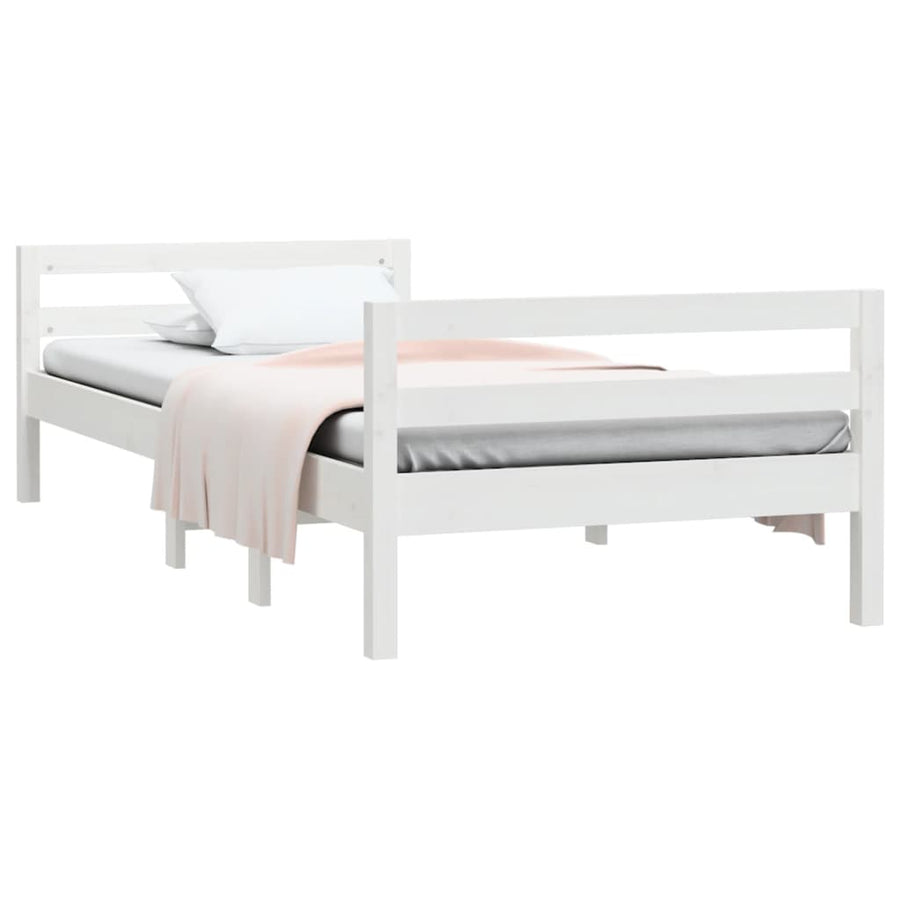 Bedframe Massief Grenenhout 90 x 200 cm Wit