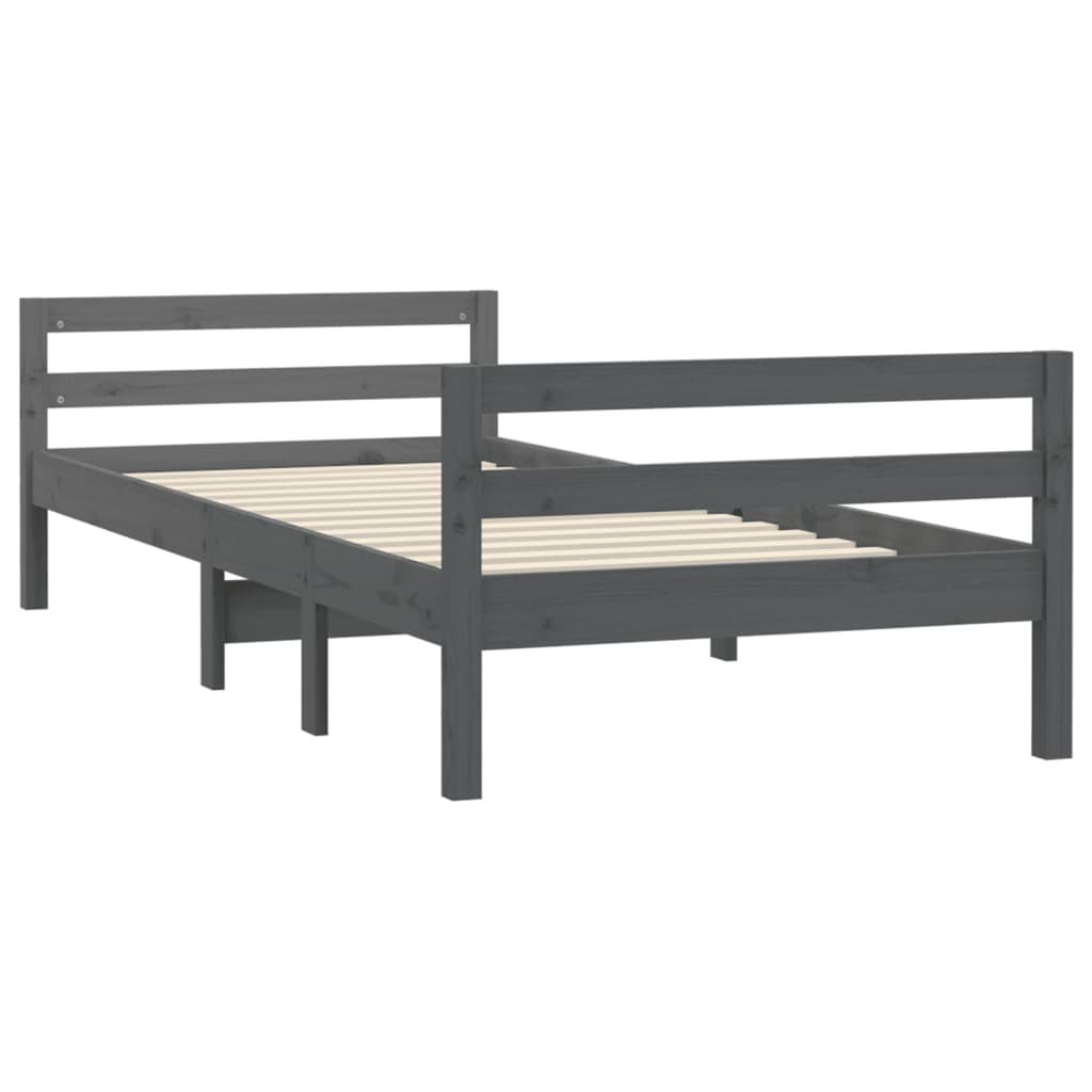 Bedframe Massief Grenenhout 90 x 200 cm Grijs